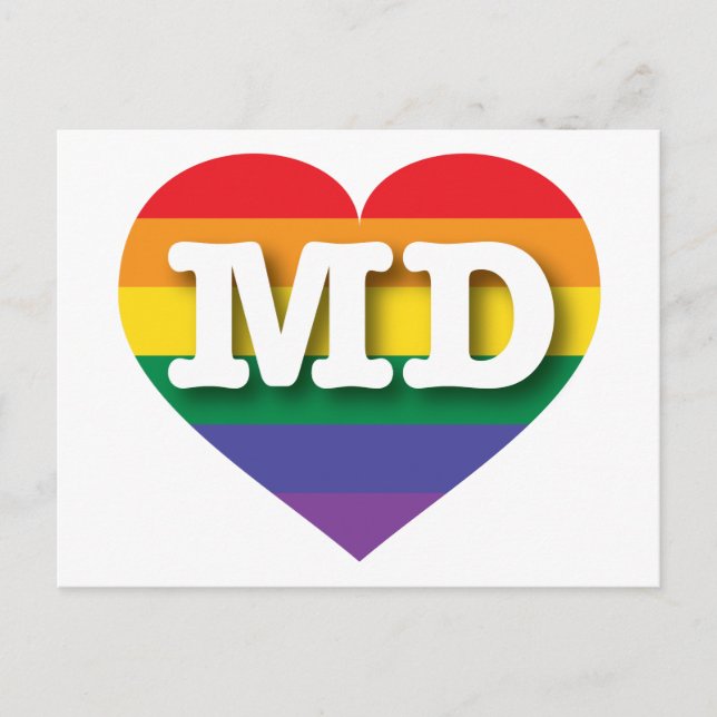 I Liebe Maryland Rainbow Heart Postkarte (Vorderseite)