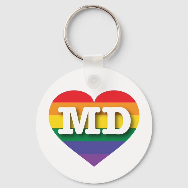 I Liebe Maryland Rainbow Heart Schlüsselanhänger (Vorderseite)