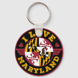 I Liebe Maryland State Flag and Map Schlüsselanhänger