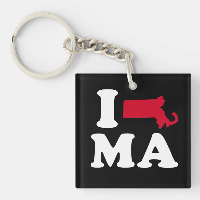 I LIEBE MASSACHUSETTS - CLASSIC - Kartendesign -.p Schlüsselanhänger (Vorderseite)