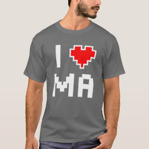 I Liebe Massachusetts Pixel Herz für Bay Stater ga T-Shirt