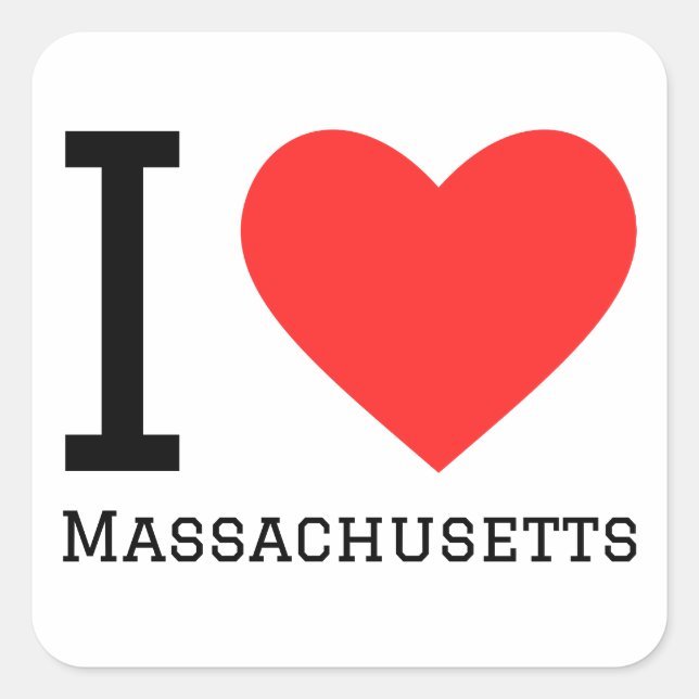 I Liebe Massachusetts Quadratischer Aufkleber (Vorderseite)