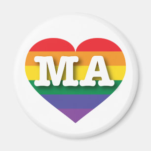 I Liebe Massachusetts Rainbow Heart Magnet