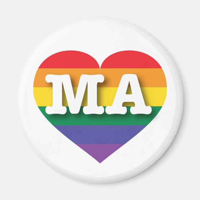 I Liebe Massachusetts Rainbow Heart Magnet (Vorne)