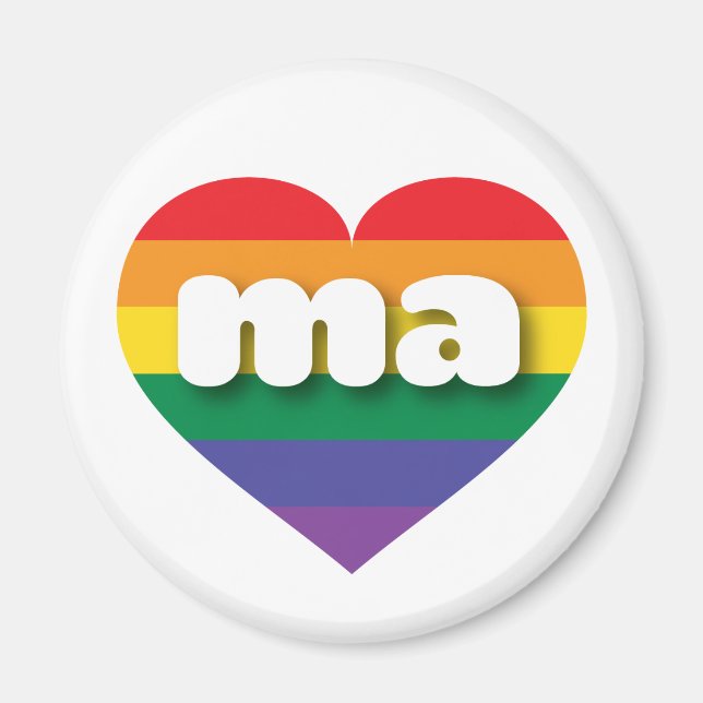 I Liebe Massachusetts Rainbow Heart Magnet (Vorne)