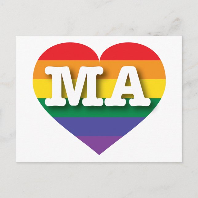I Liebe Massachusetts Rainbow Heart Postkarte (Vorderseite)