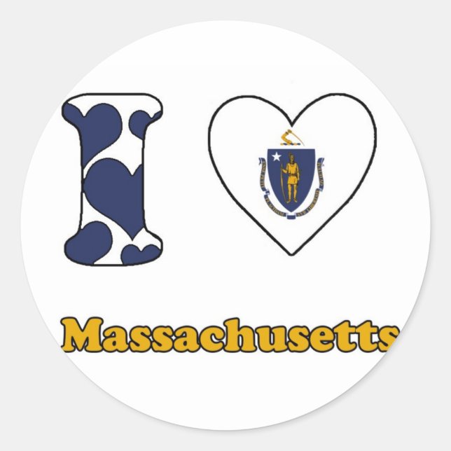 I Liebe Massachusetts Runder Aufkleber (Vorderseite)
