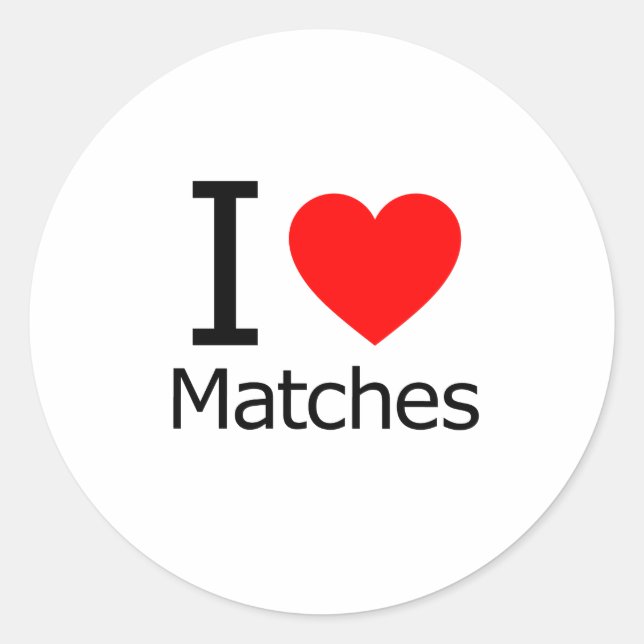 I Liebe Matches Runder Aufkleber (Vorderseite)