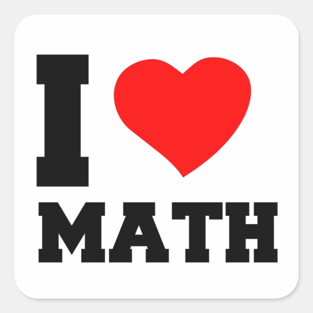 I LIEBE MATH QUADRATISCHER AUFKLEBER (Vorderseite)
