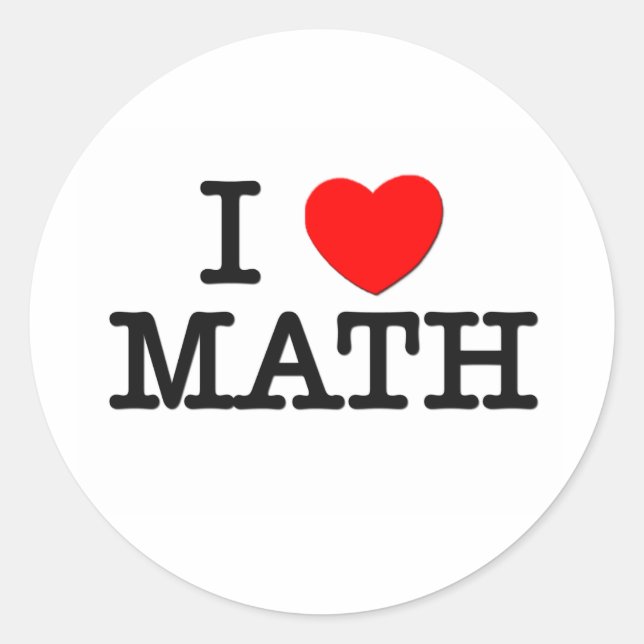 I LIEBE MATH RUNDER AUFKLEBER (Vorderseite)