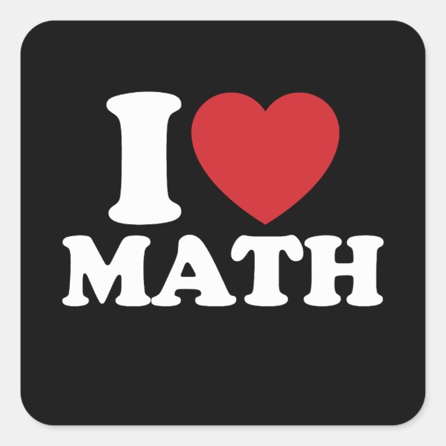 I Liebe Mathe I Heart Groovy Retro Quadratischer Aufkleber (Vorderseite)