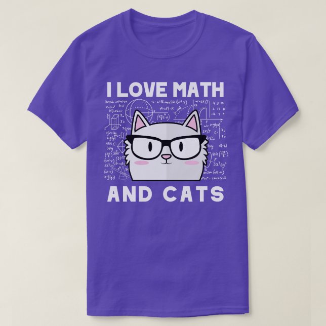 I Liebe Mathematik und Katzen Niedlich Kitty Felin T-Shirt (Design vorne)