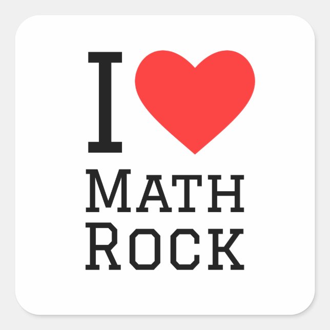 I Liebe mathematischer Rock-Quadrat-Aufkleber Quadratischer Aufkleber (Vorderseite)