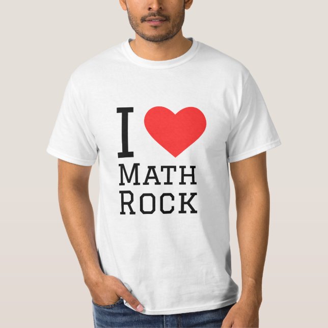 I Liebe mathematischer Rock-Quadrat-Aufkleber T-Shirt (Vorderseite)