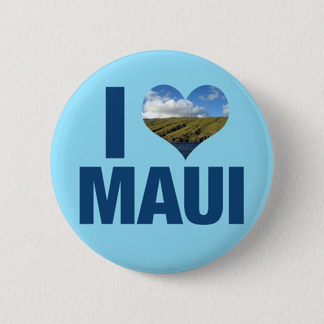 I Liebe Maui Hawaii Niedlich Hawaii Fotografie Button (Vorderseite)