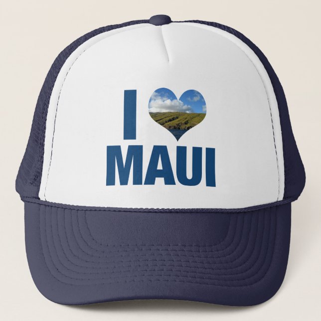 I Liebe Maui Hawaii Niedlich Hawaiianischer Urlaub Truckerkappe (Vorderseite)