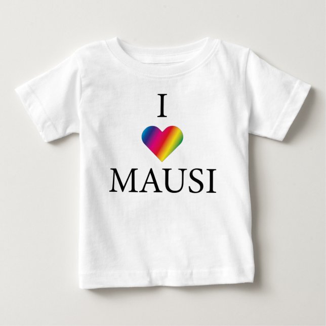 I LIEBE MAUSI RAINBOW HERZ BABY T-SHIRT (Vorderseite)