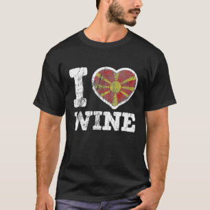 I Liebe Mazedonischer Wein Herzenflagge T-Shirt