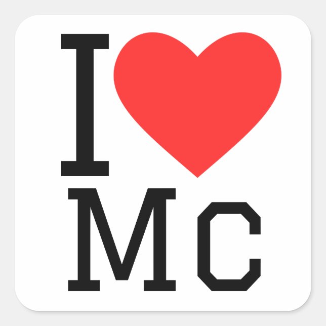I Liebe Mc Quadratischer Aufkleber (Vorderseite)