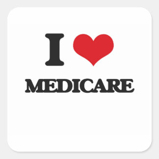I Liebe Medicare Quadratischer Aufkleber