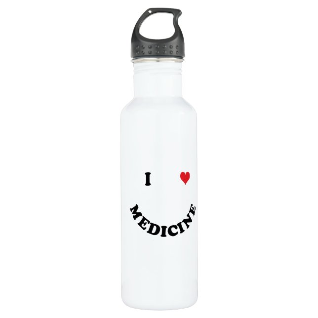 I Liebe Medizin Edelstahlflasche (Vorderseite)
