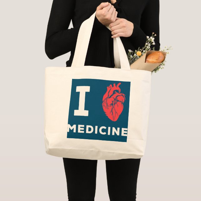 I Liebe Medizin Kardiologe Herzarzt Jumbo Stoffbeutel (Vorderseite (Produkt))