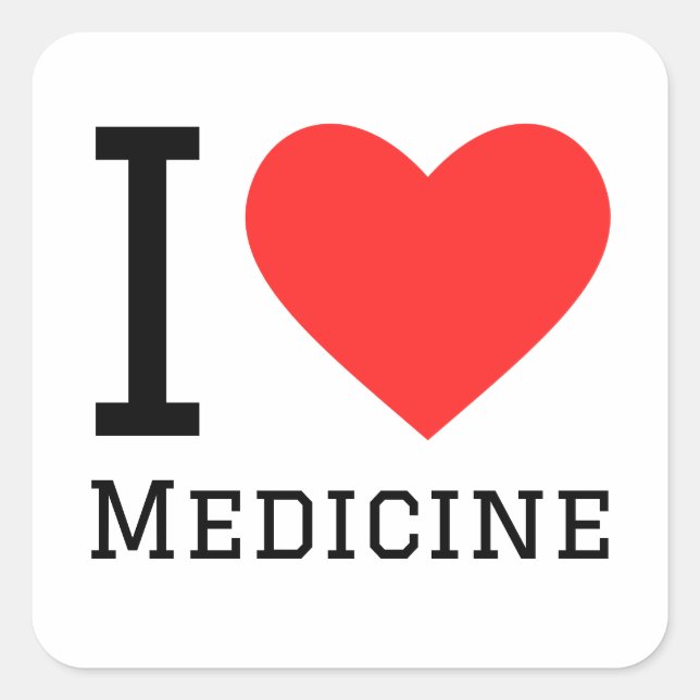 I Liebe Medizin Quadratischer Aufkleber (Vorderseite)