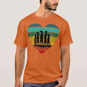 I Liebe Meerkats Retro Herz T-Shirt