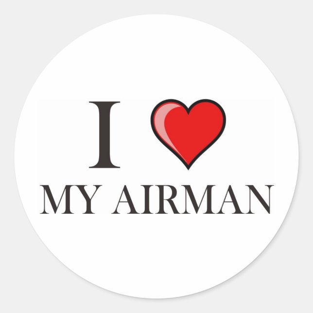 I Liebe Mein Airmann Runder Aufkleber (Vorderseite)