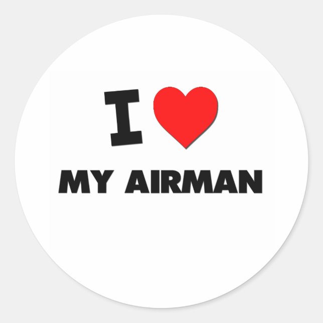 I Liebe Mein Airmann Runder Aufkleber (Vorderseite)