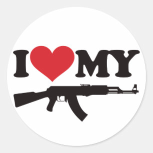 I Liebe mein AK47 Runder Aufkleber