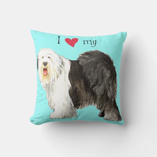 I Liebe mein alter englischer Schäferhund Kissen (Vorderseite)