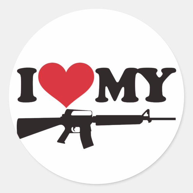 I Liebe Mein AR15 Runder Aufkleber (Vorderseite)
