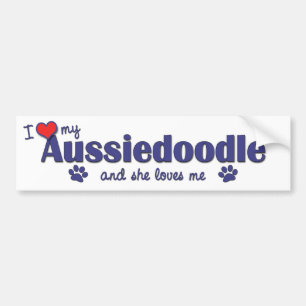 I Liebe mein Aussiedoodle (weiblicher Hund) Autoaufkleber