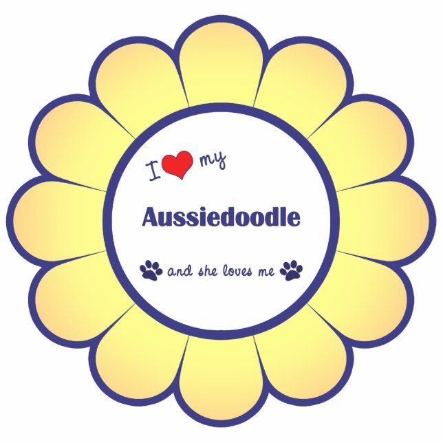 I Liebe mein Aussiedoodle (weiblicher Hund) Fotoskulptur Ornament (Vorne)