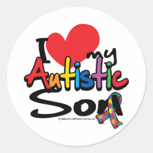 I Liebe mein autistischer Sohn Runder Aufkleber