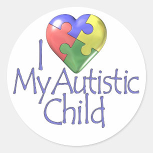 I Liebe mein autistisches Kind Runder Aufkleber