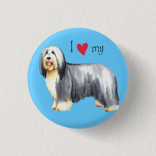 I Liebe mein bärtiger Collie Button