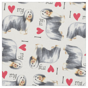 I Liebe mein bärtiger Collie Stoff