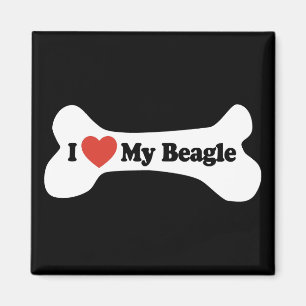 I Liebe mein Beagle - Hundeknochen Magnet