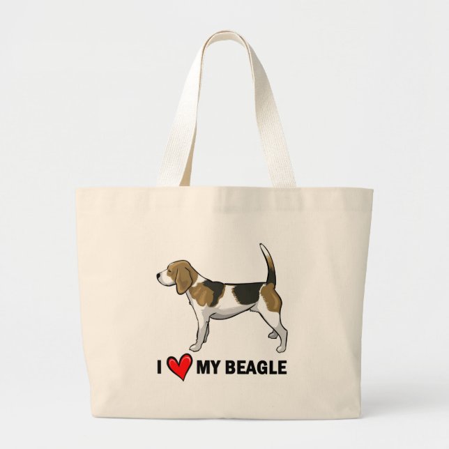 I Liebe mein Beagle Jumbo Stoffbeutel (Vorne)