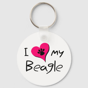 I Liebe Mein Beagle Niedliche Paw Print on Heart Schlüsselanhänger