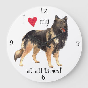 I Liebe mein belgischer Tervuren Große Wanduhr