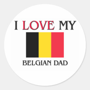 I Liebe mein belgischer Vater Runder Aufkleber