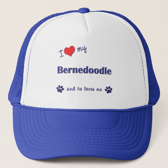 I Liebe mein Bernedoodle (männlicher Hund) Truckerkappe (Vorderseite)