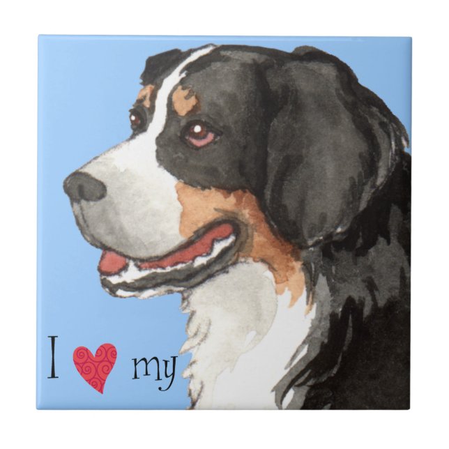 I Liebe mein Berner Hund Fliese (Vorderseite)