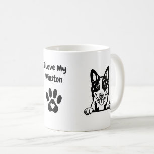 I Liebe mein BLAUE HEELER   Name und Paw Print Kaffeetasse