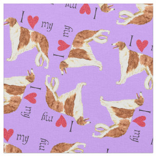 I Liebe mein Borzoi Stoff