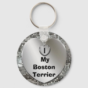 I Liebe mein Boston-Terrier-Herz-Schlüsselanhäng Schlüsselanhänger