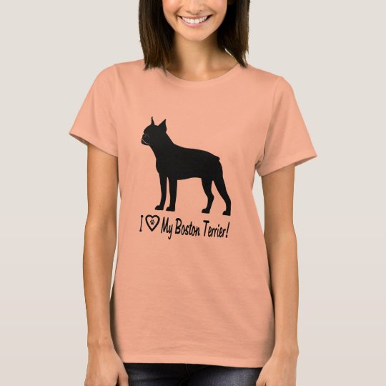 I Liebe mein Boston-Terrier mit Tatzen-Drucken im T-Shirt